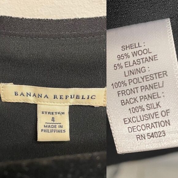 BANANA REPUBLIC Wool Silk Sleeveless Mini Dress Blue Black 4 - Picture 4 of 4